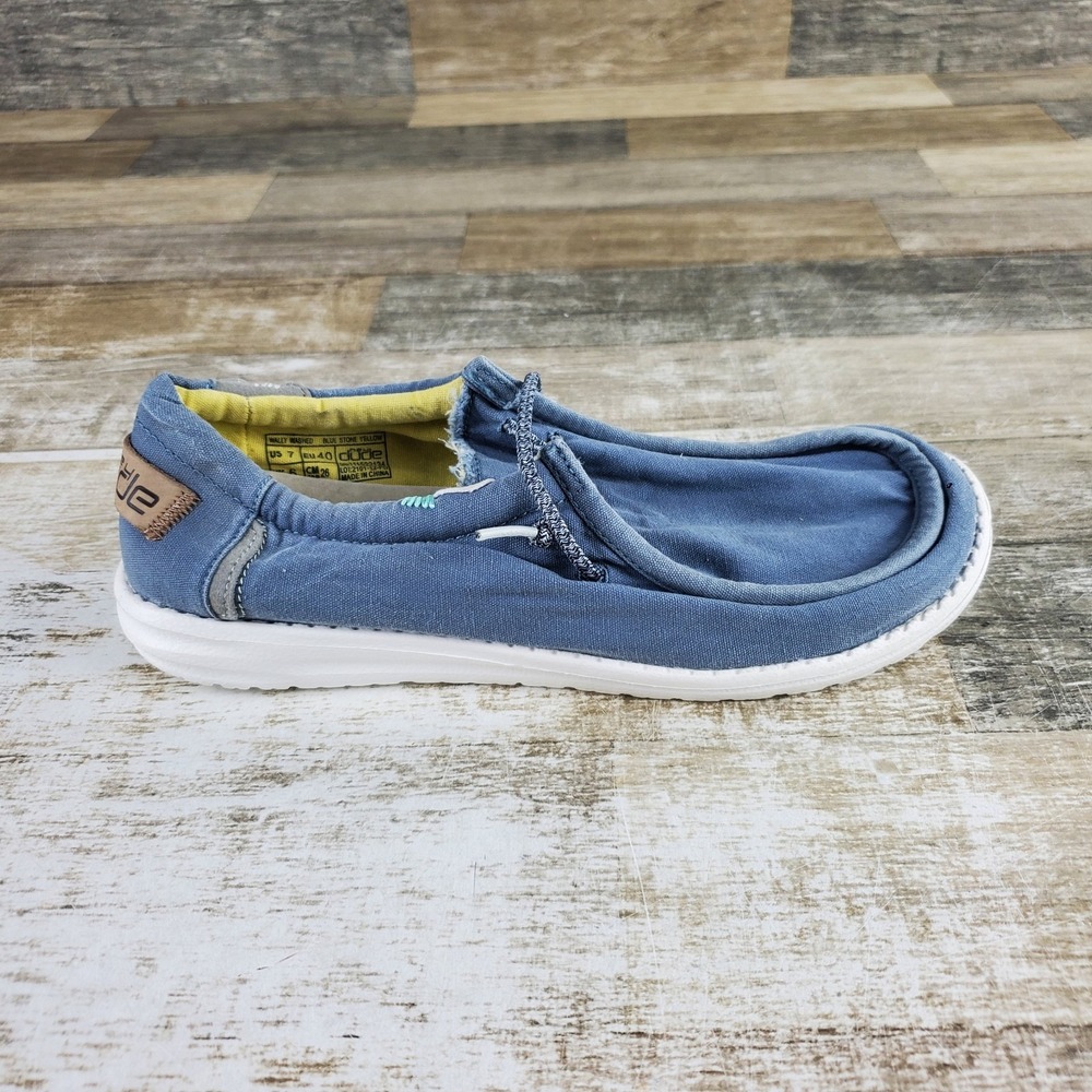 Hey Dude Wally Washed Canvas Shoes Mens Sz 7 Slip On Loafers Shoe